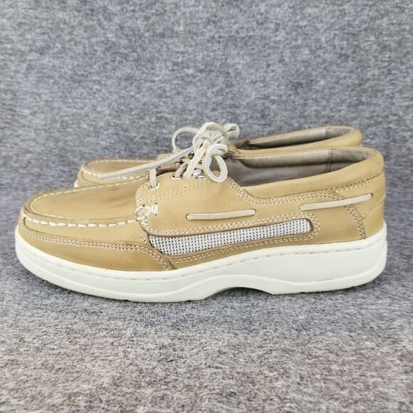✅Bert Pulitzer Men's 7.5 Tan Leather Sneakers Sail-Boat Deck-Hand Work Shoes - Picture 8 of 11
